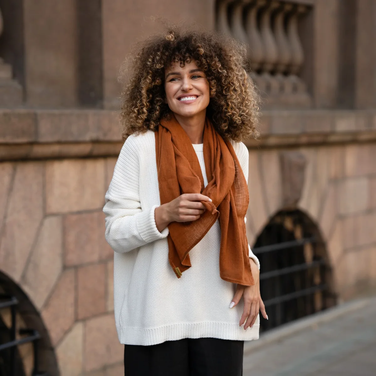 Damen Leinen Schal – Bild 6